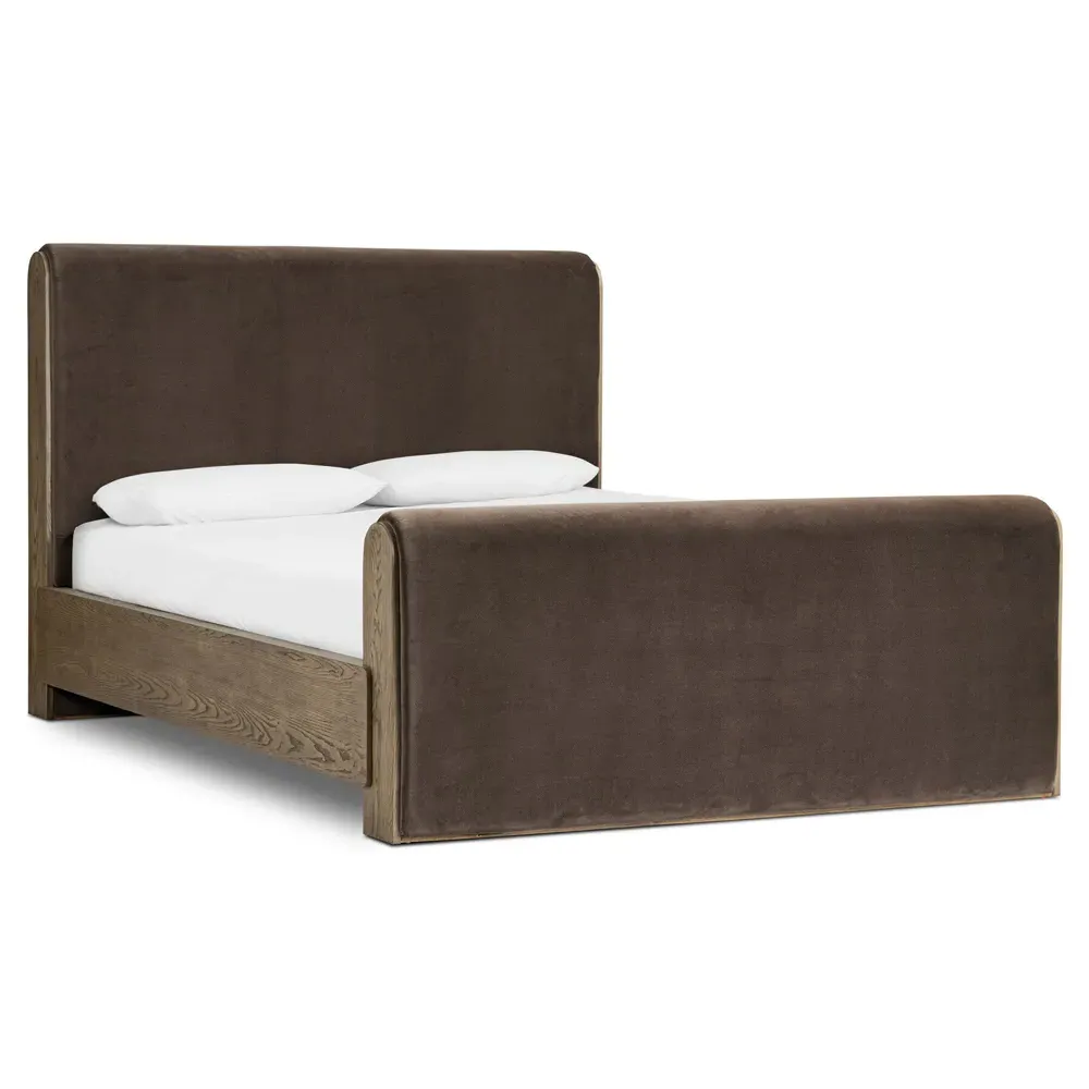 Ruby Queen Size Bed Frame - Brown, Velvet
