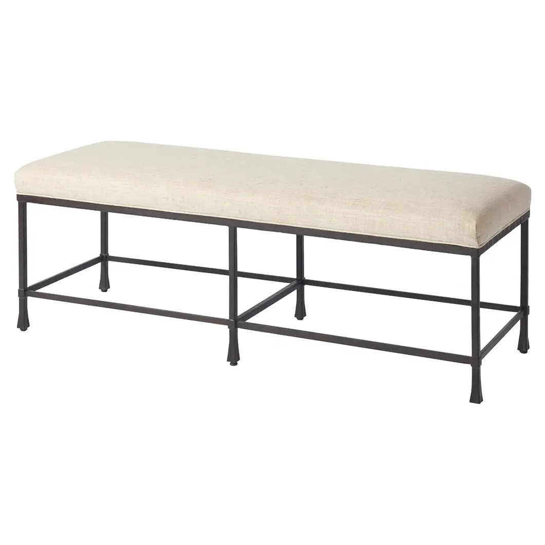 Ruby Upholstered Bronze Metal Frame Bench - Ivory image