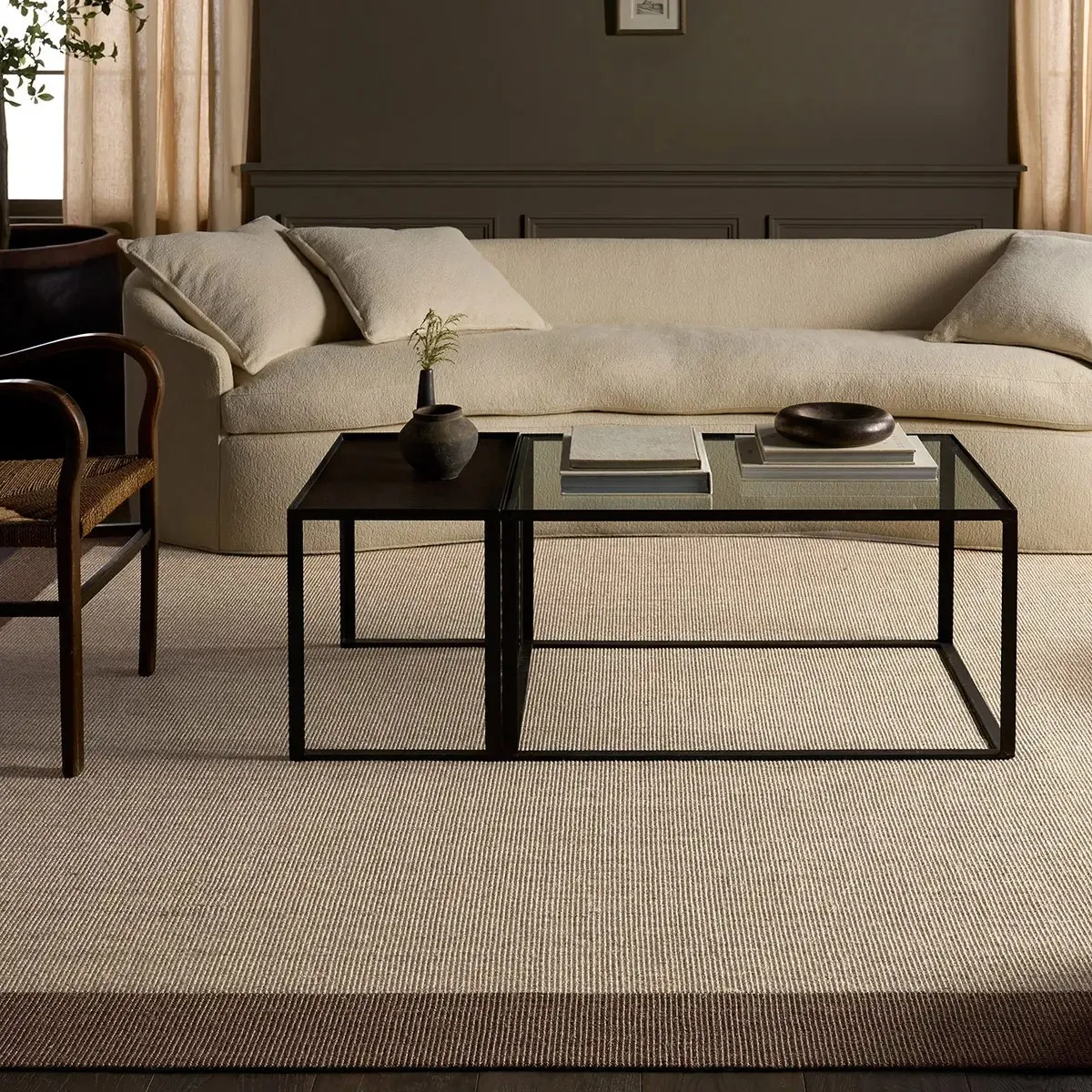 Rudo Sisal Border Rug Sample - Beige