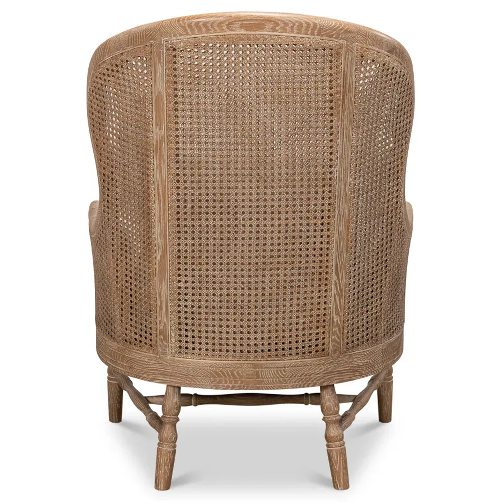 Rudolph Wing Chair with Woven Cane - Beige, Oak