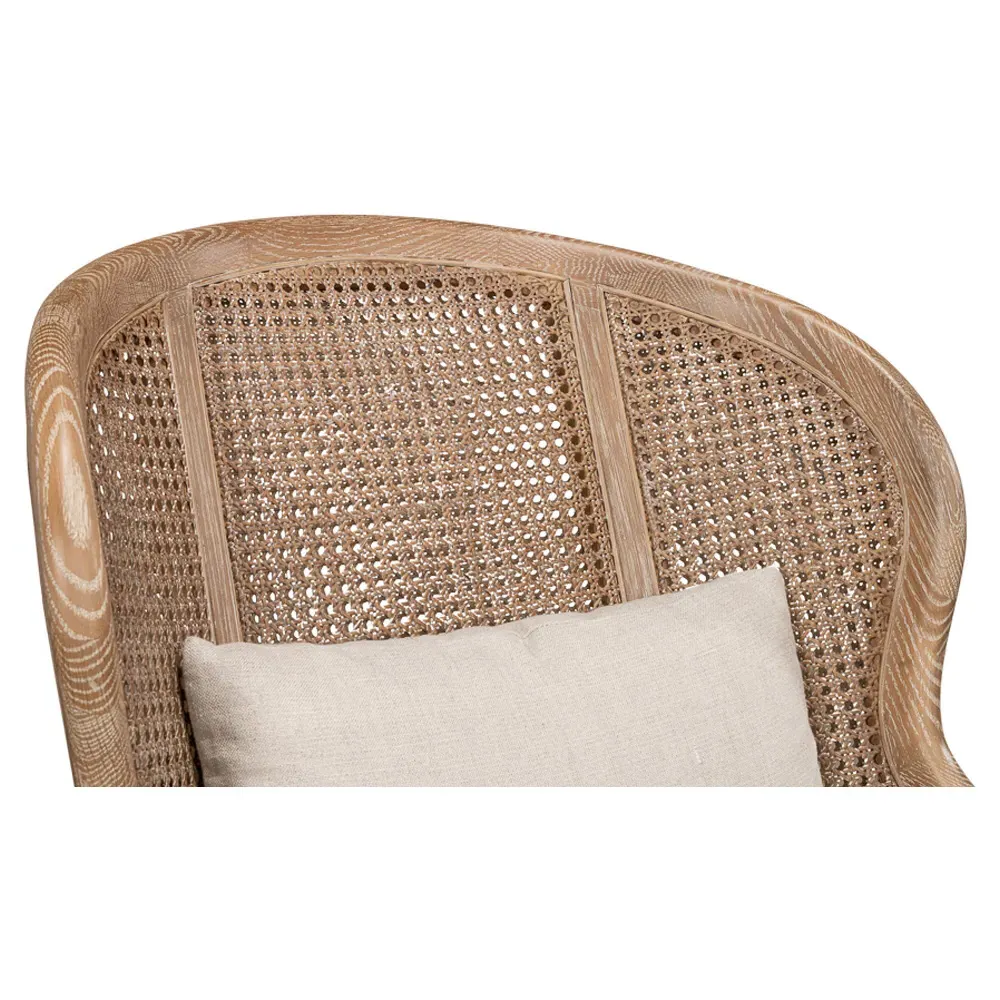 Rudolph Wing Chair with Woven Cane - Beige, Oak