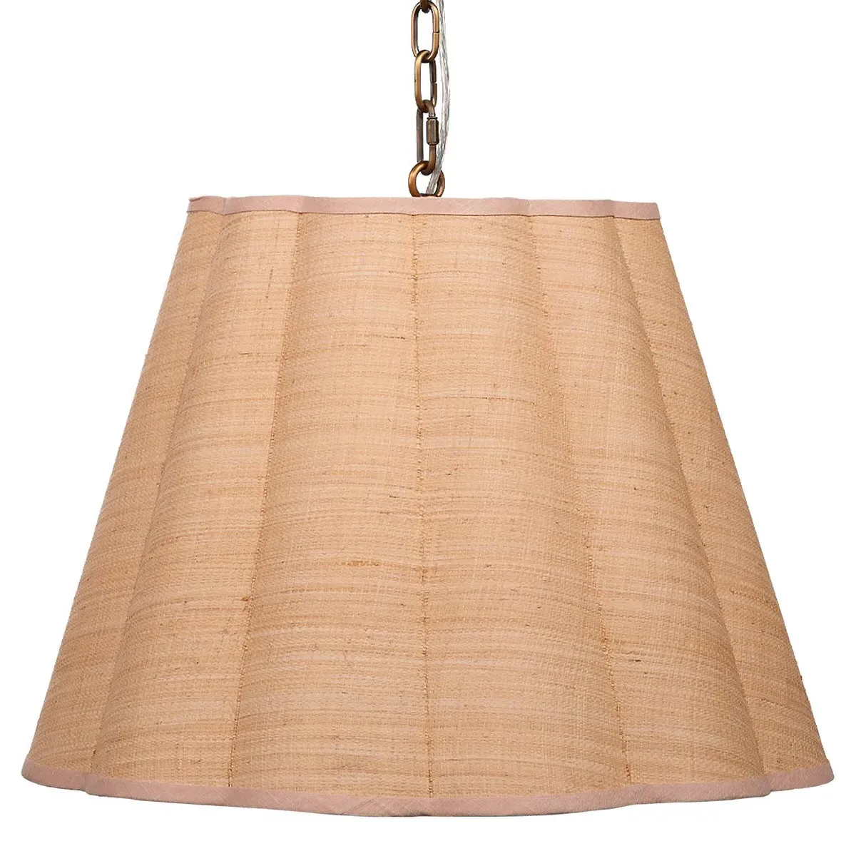 Rue Coastal Scalloped Single Pendant - Beige, Raffia