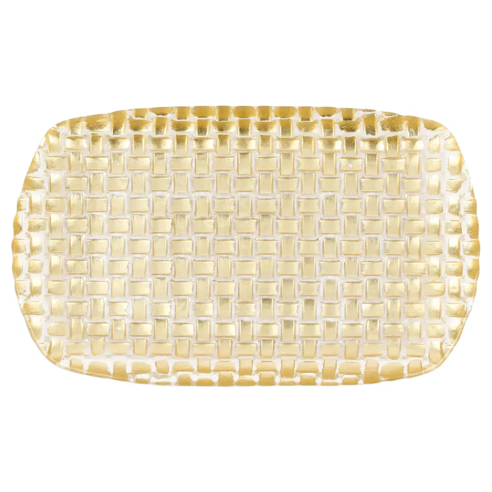 Rufolo Gold Glass Rectangular Tray - Gold