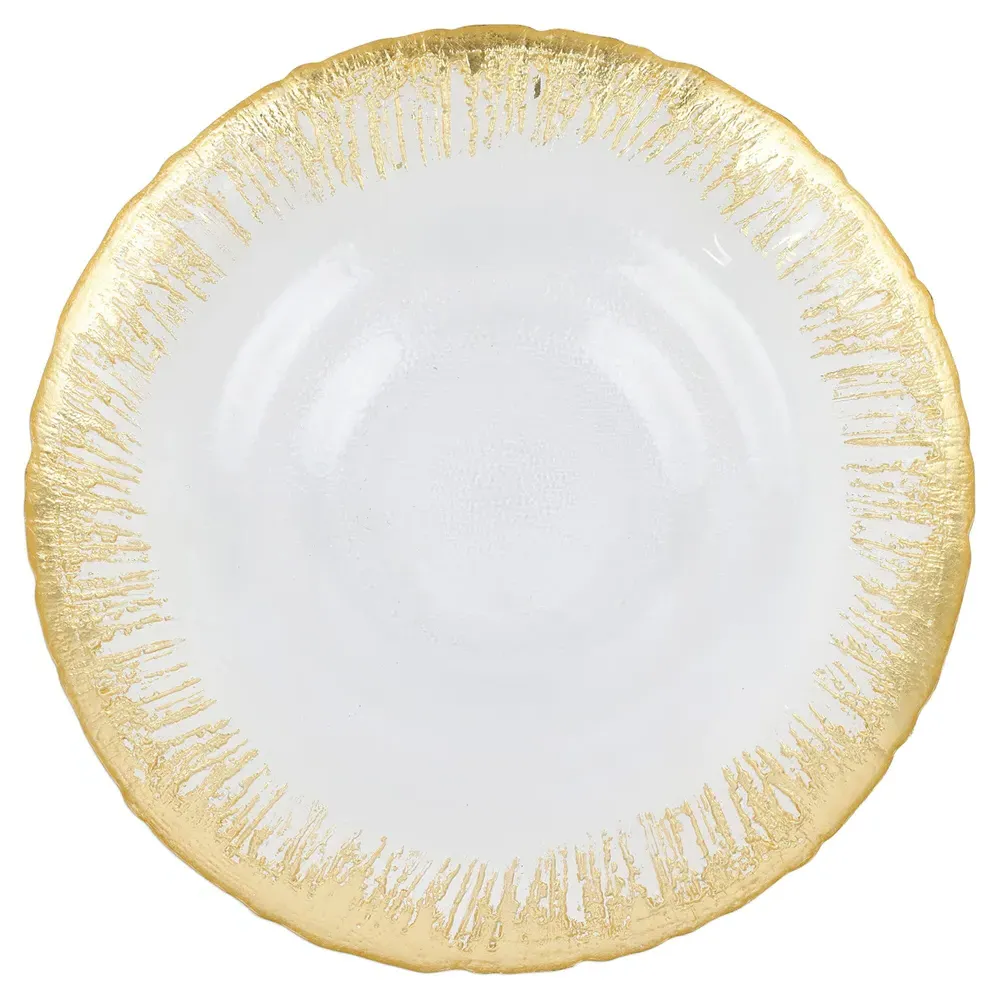 Rufolo Gold Glass Shallow Bowl - Gold