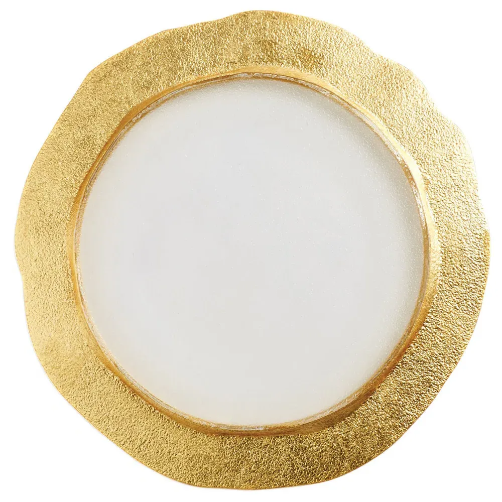 Rufolo Gold Rimmed Organic Glass Charger - Clear