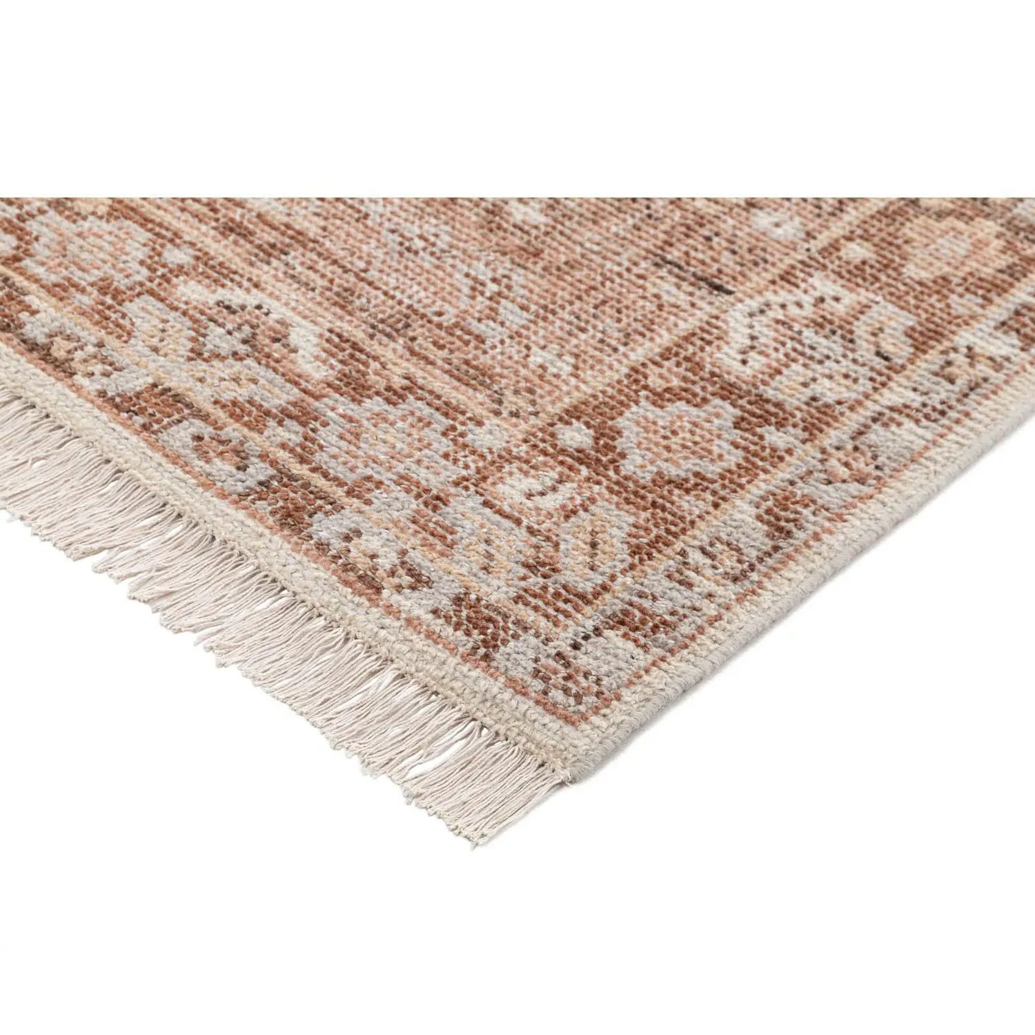 Rumi Oushak Patterned Hand Knotted Rug - Brown, Wool