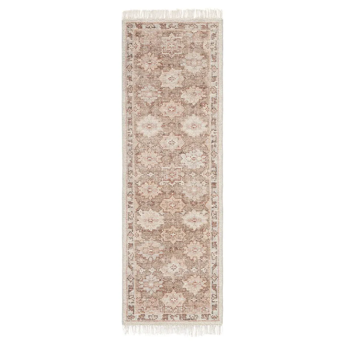 Rumi Oushak Patterned Hand Knotted Rug - Brown, Wool