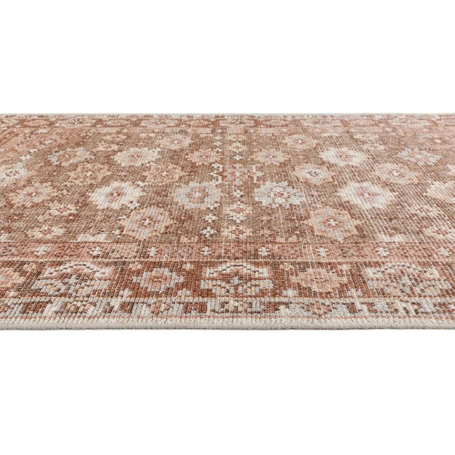 Rumi Oushak Patterned Hand Knotted Rug - Brown, Wool