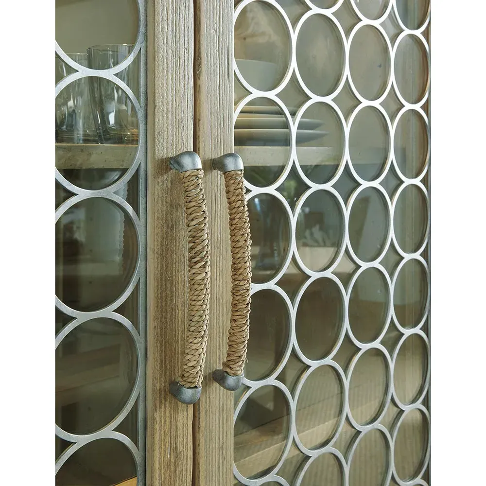 Rumi Patterned Metal Fretwork Display Cabinet - Natural