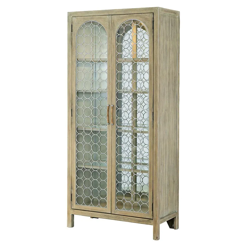 Rumi Patterned Metal Fretwork Display Cabinet - Natural image