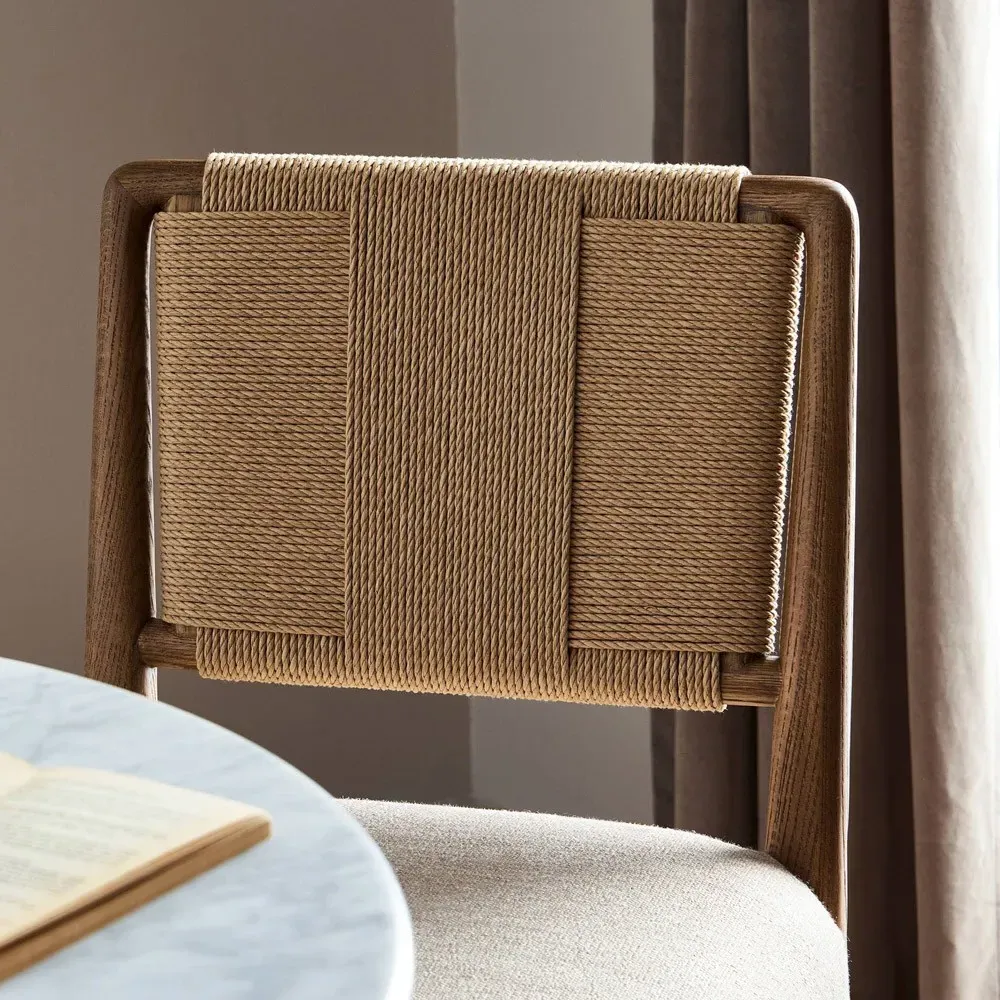 Russ Bar Stool - Beige, Oak