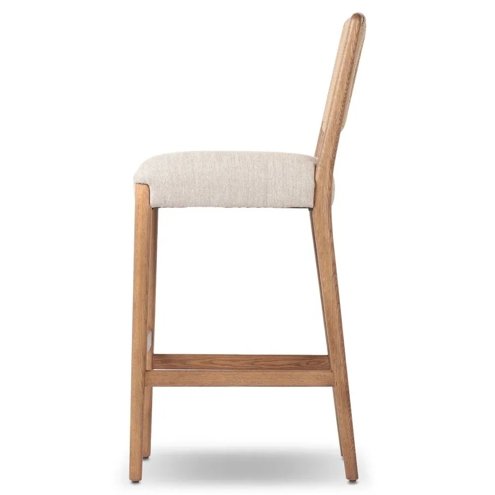 Russ Bar Stool - Beige, Oak