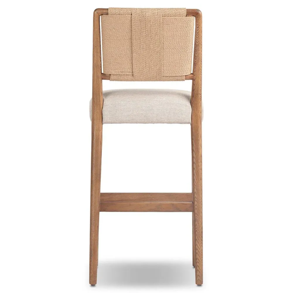 Russ Bar Stool - Beige, Oak