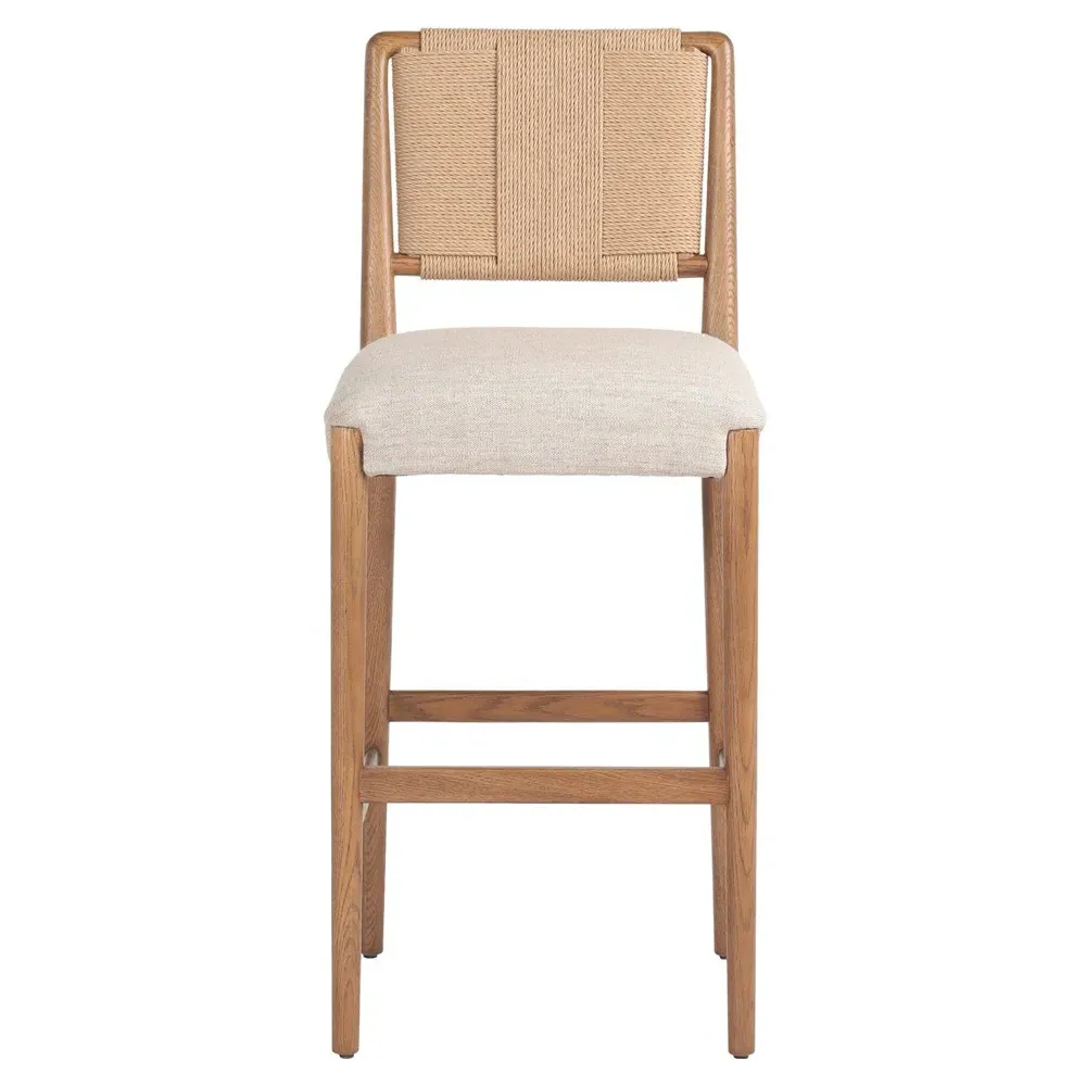 Russ Bar Stool - Beige, Oak
