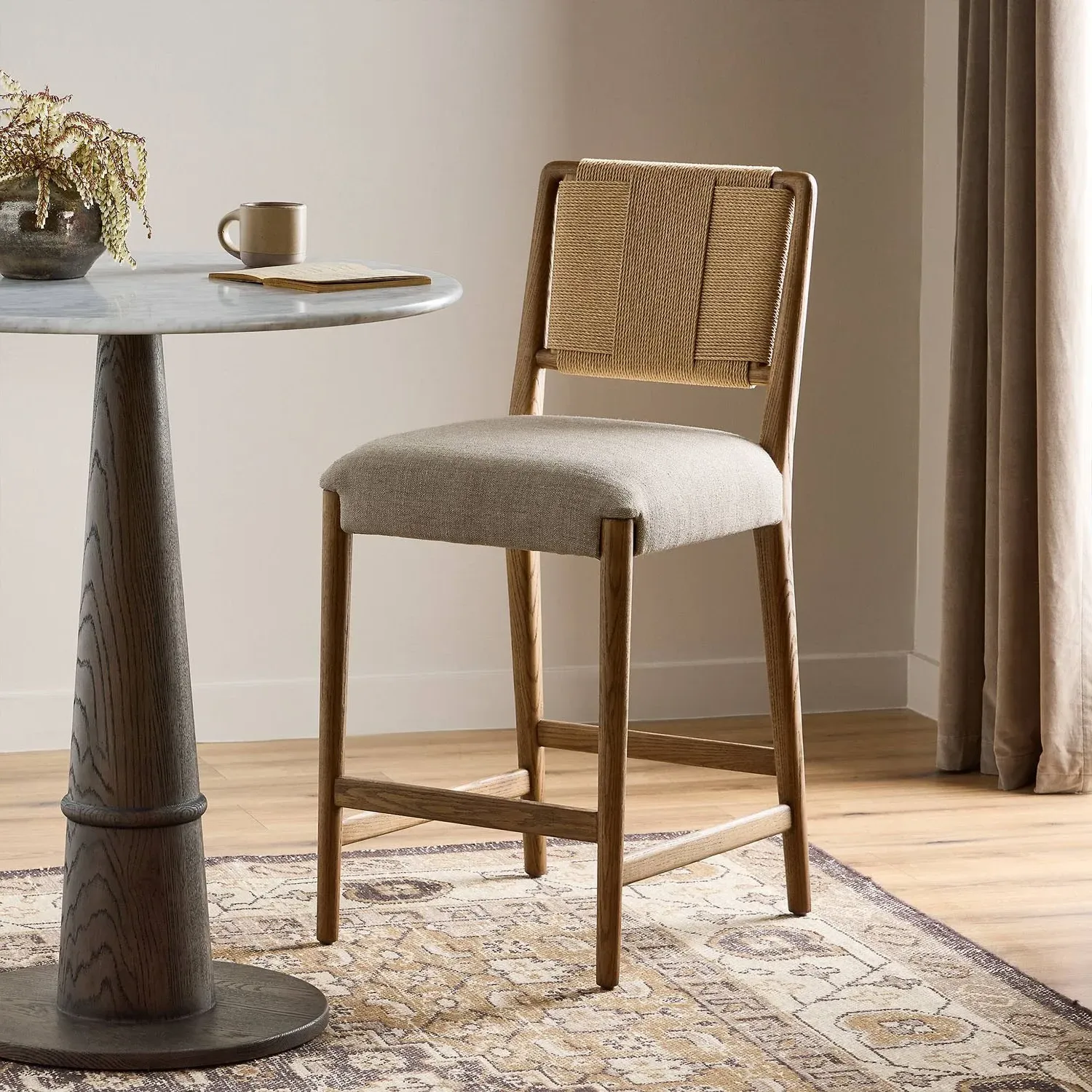 Russ Counter Stool - Beige, Oak