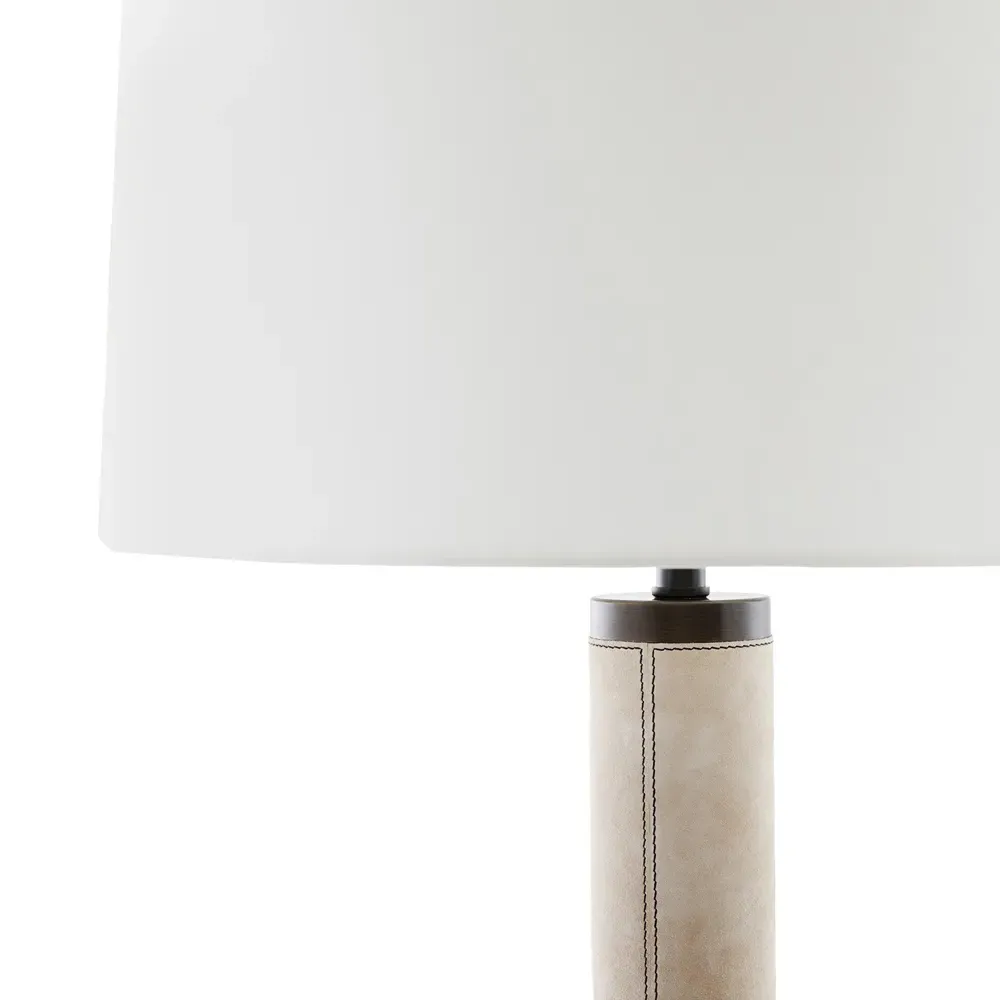 Russel Column Floor Lamp - Bone, Suede