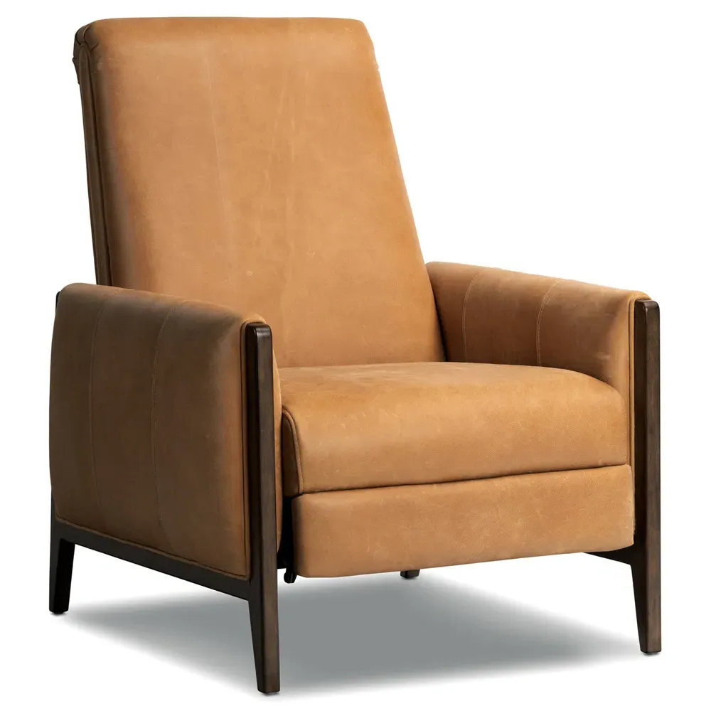 Russel Reclining Arm Chair - Brown, Leather