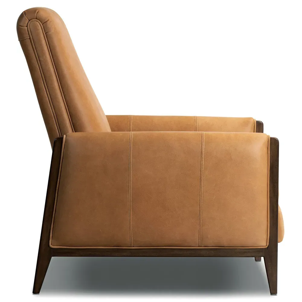 Russel Reclining Arm Chair - Brown, Leather