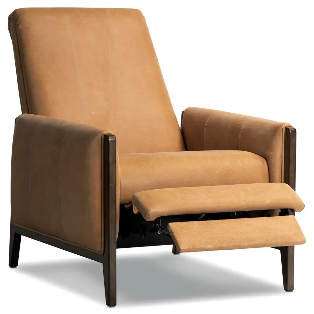 Russel Reclining Arm Chair - Brown, Leather