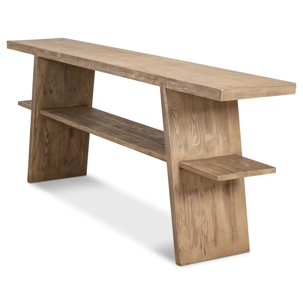 Rustom Console Table - Brown, Pine Wood