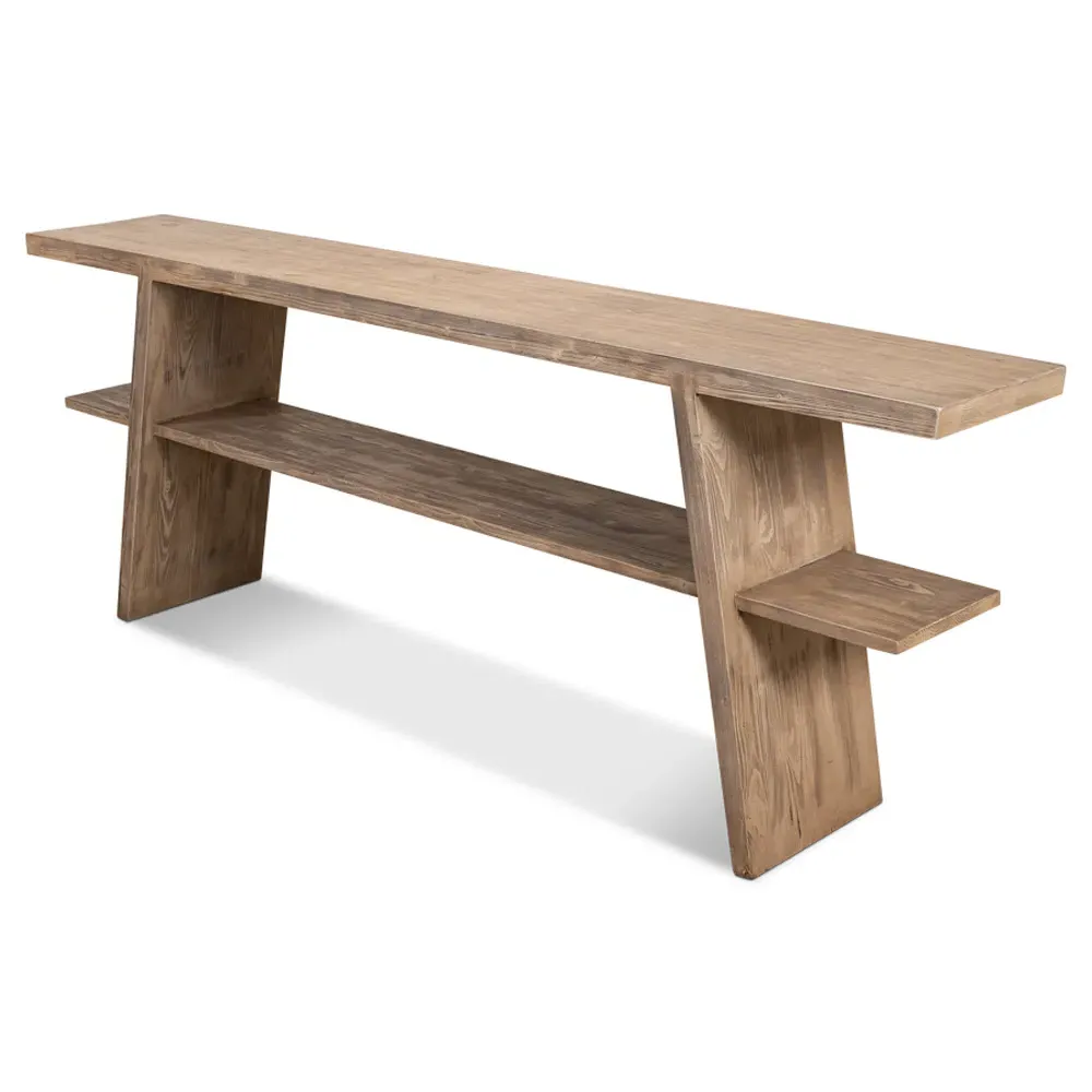 Rustom Console Table - Brown, Pine Wood
