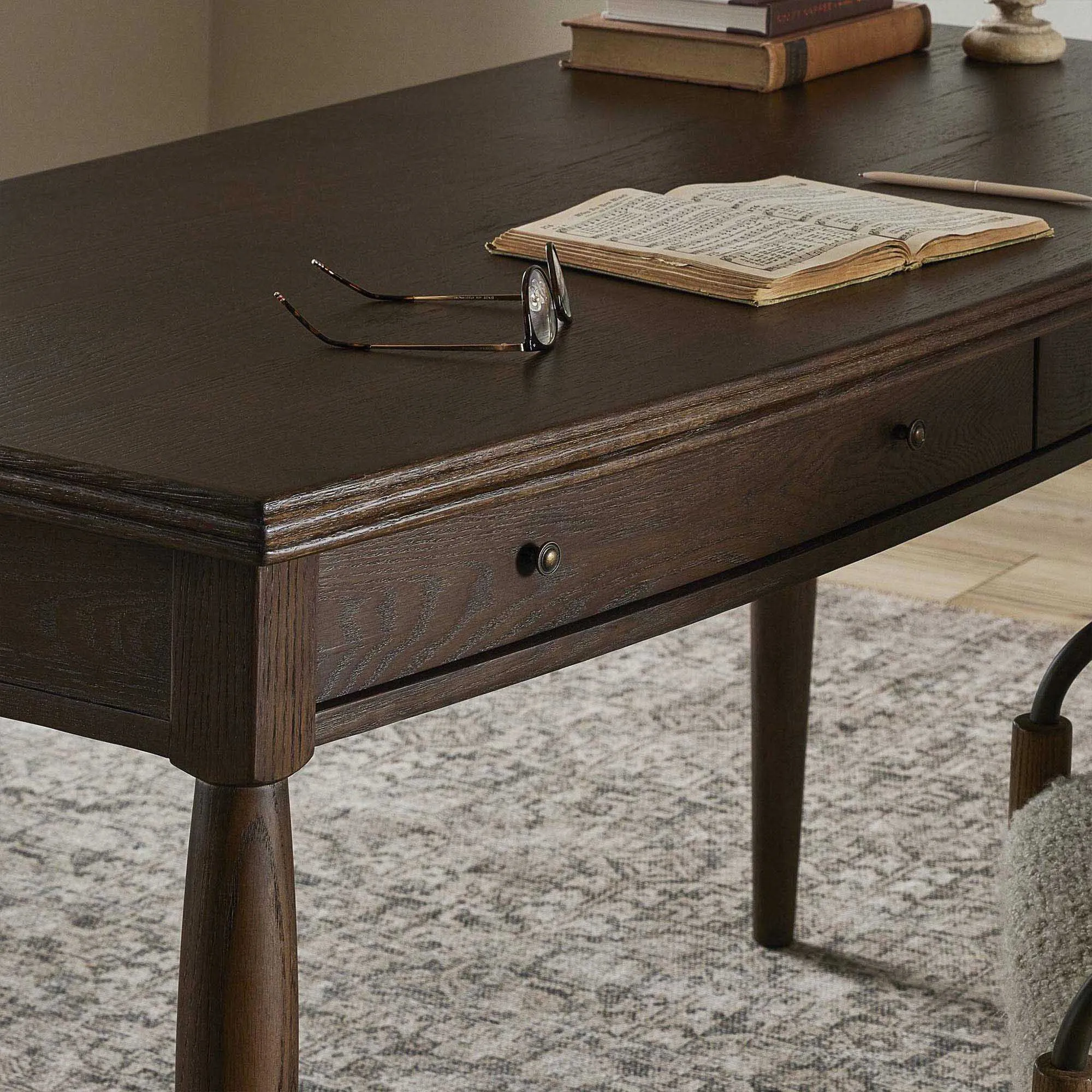 Ruth Demilune Desk - Brown, Oak