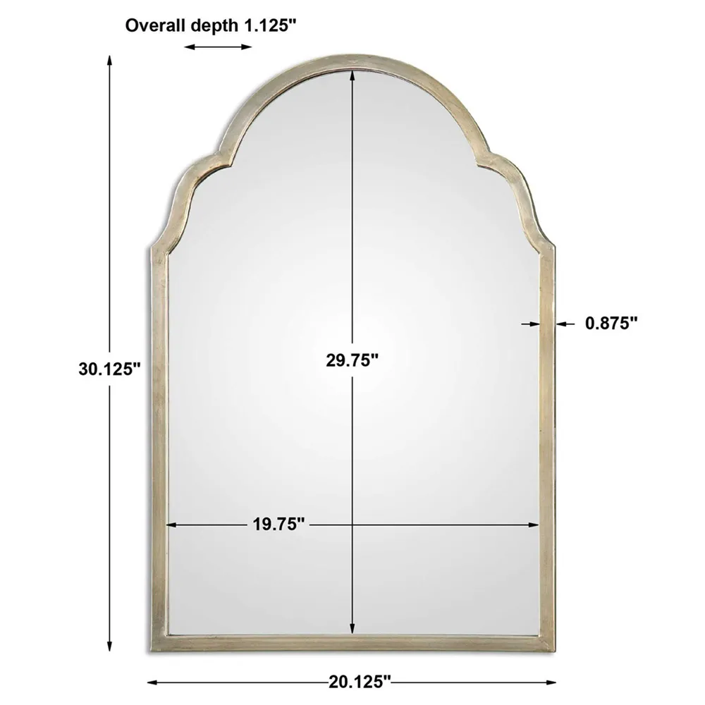 Ryan Arch Wall Mirror - Silver, Metal