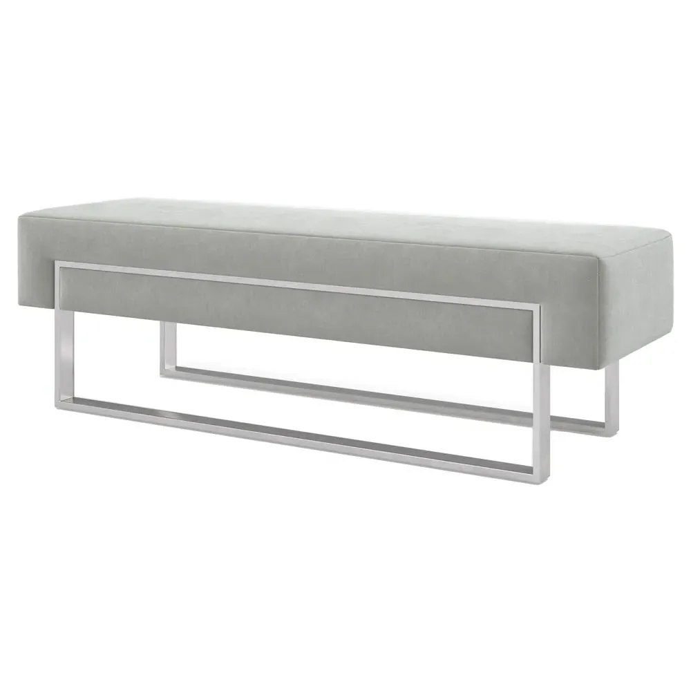 Ryker Bench - Grey, Velvet