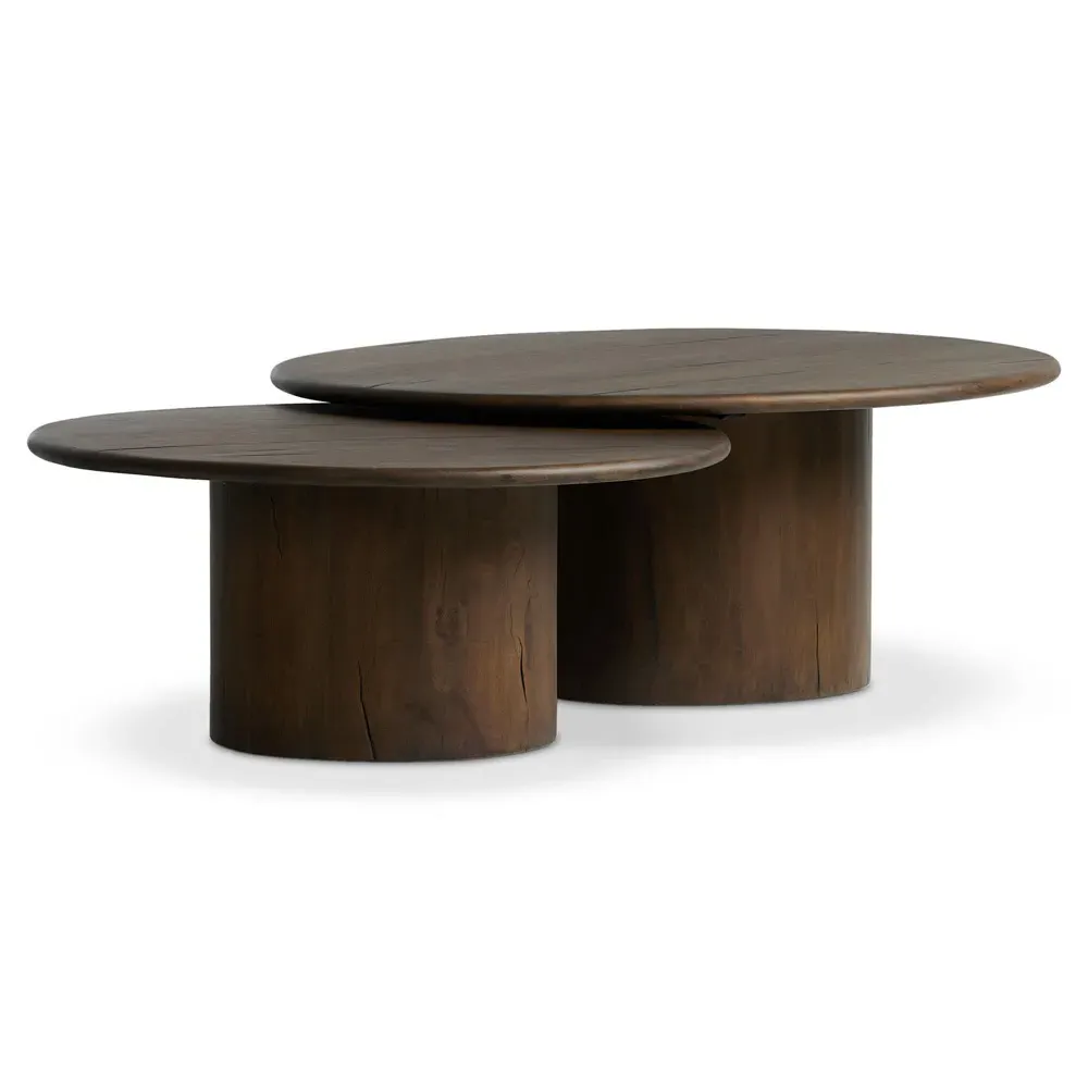 Ryker Oval Nesting Tables - Brown, Reclaimed Wood