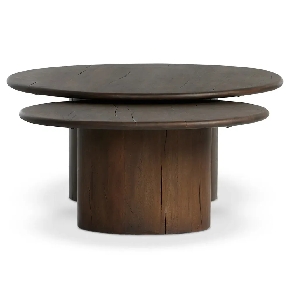Ryker Oval Nesting Tables - Brown, Reclaimed Wood