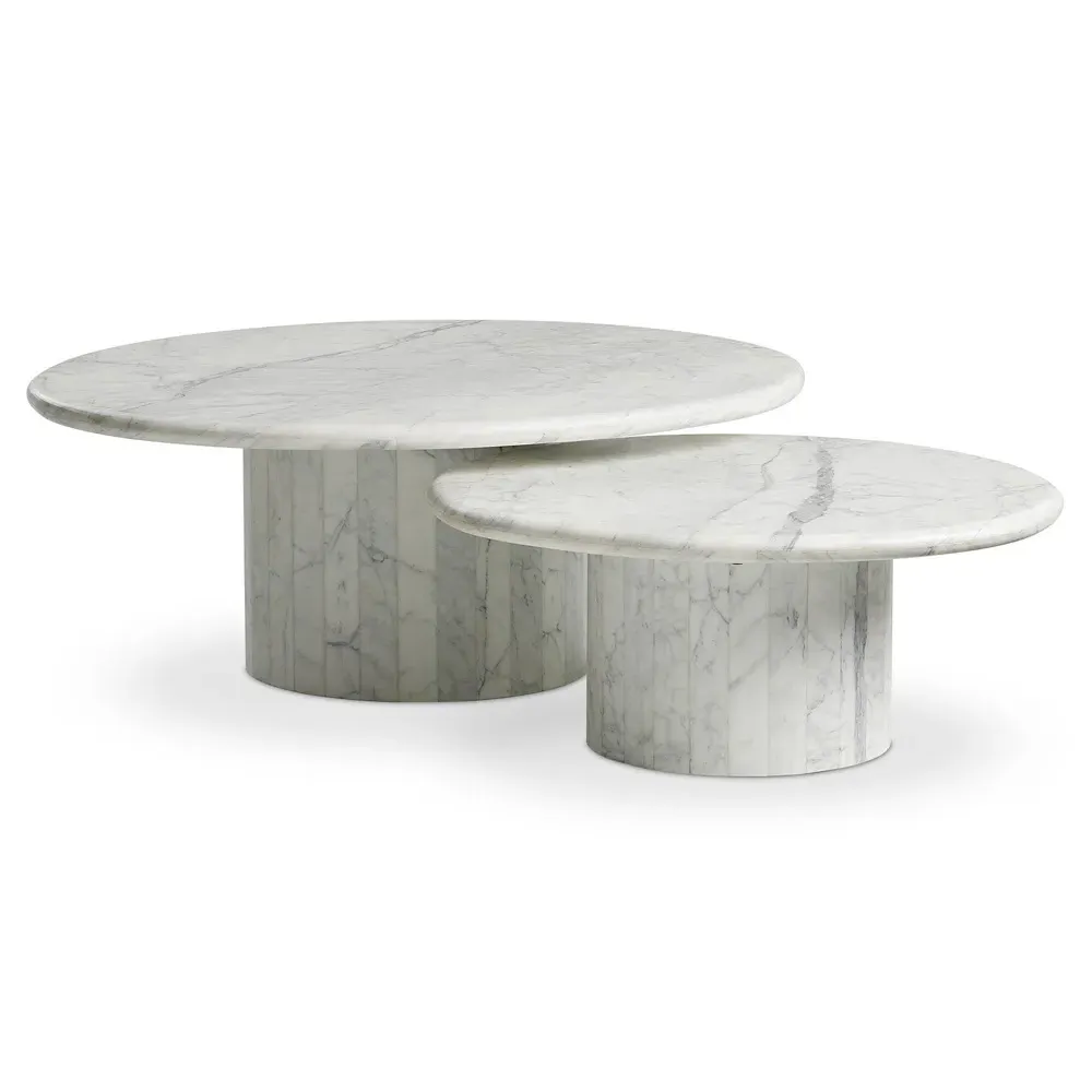 Ryker Oval Nesting Tables - White Marble