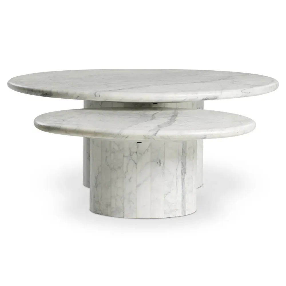 Ryker Oval Nesting Tables - White Marble