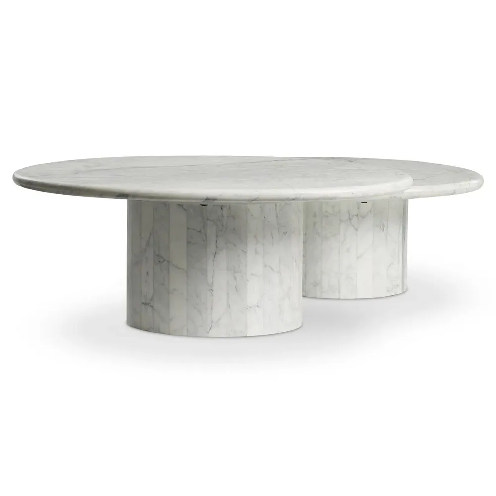 Ryker Oval Nesting Tables - White Marble