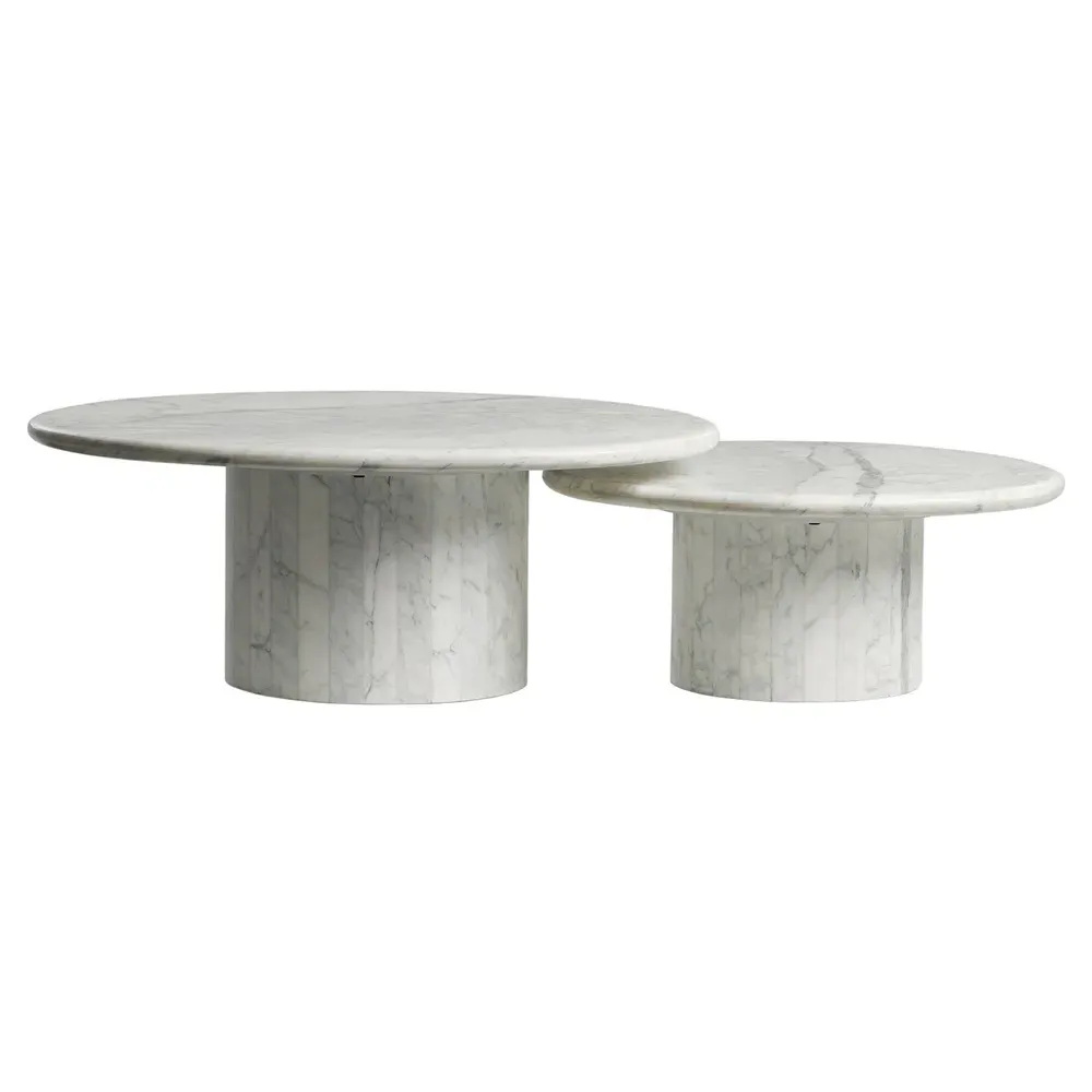 Ryker Oval Nesting Tables - White Marble image