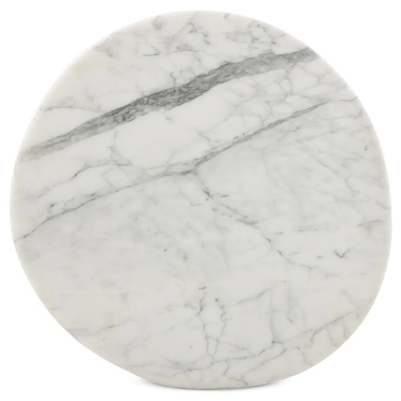 Ryker Round Pedestal End Table - White, Marble