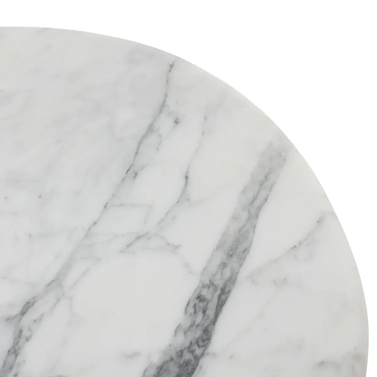 Ryker Round Pedestal End Table - White, Marble