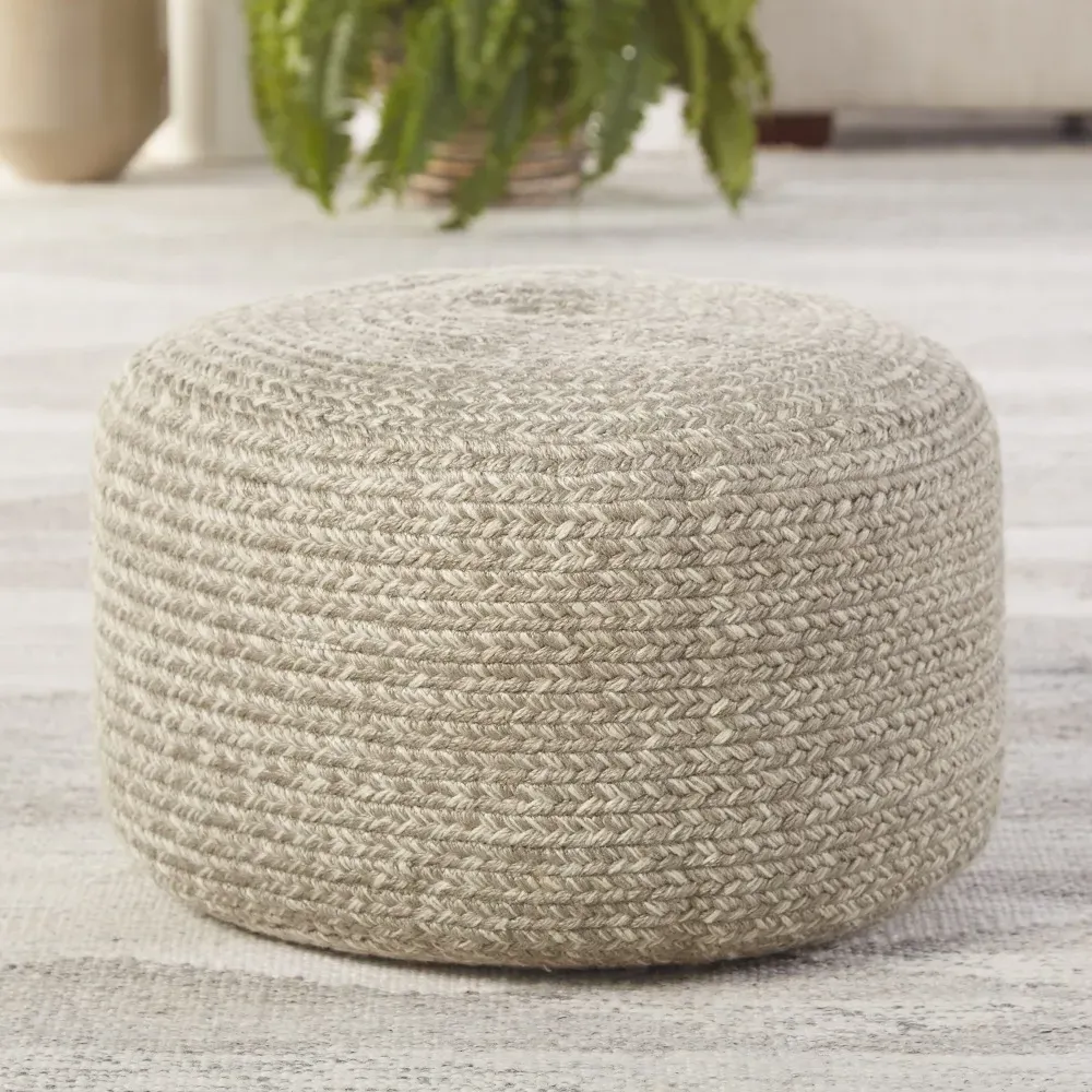 Saba Solar Round Outdoor Pouf - Grey