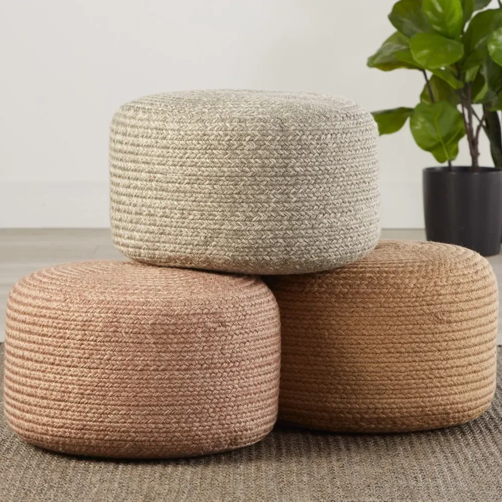 Saba Solar Round Outdoor Pouf - Grey