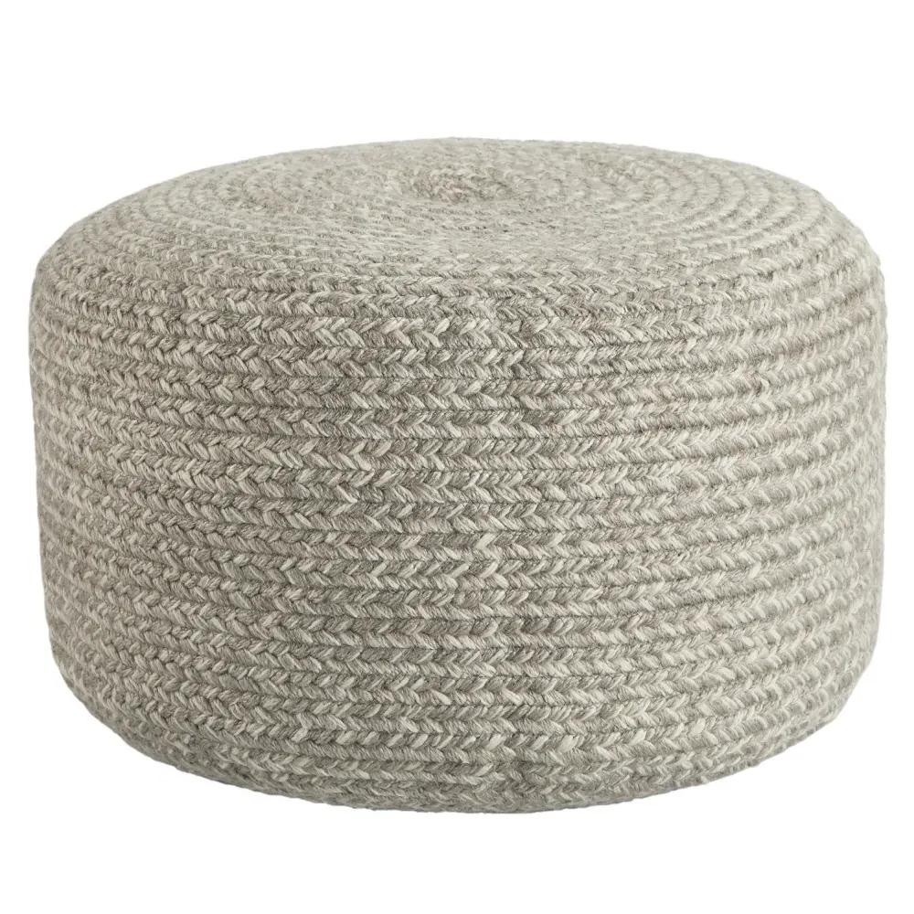 Saba Solar Round Outdoor Pouf - Grey