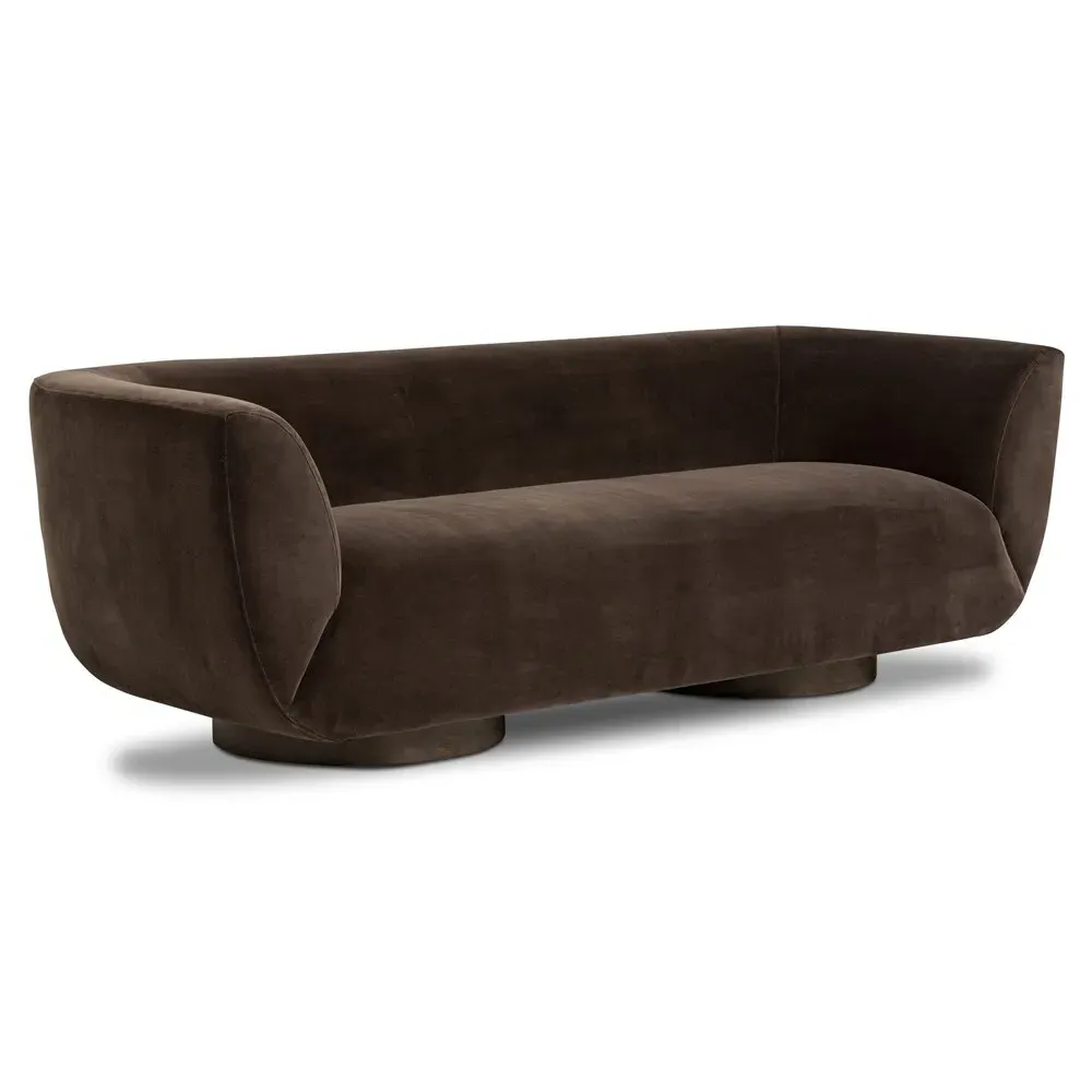 Sabine 3-Seater Sofa - Brown, Velvet
