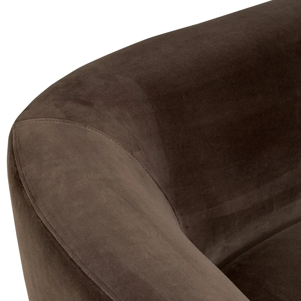 Sabine 3-Seater Sofa - Brown, Velvet