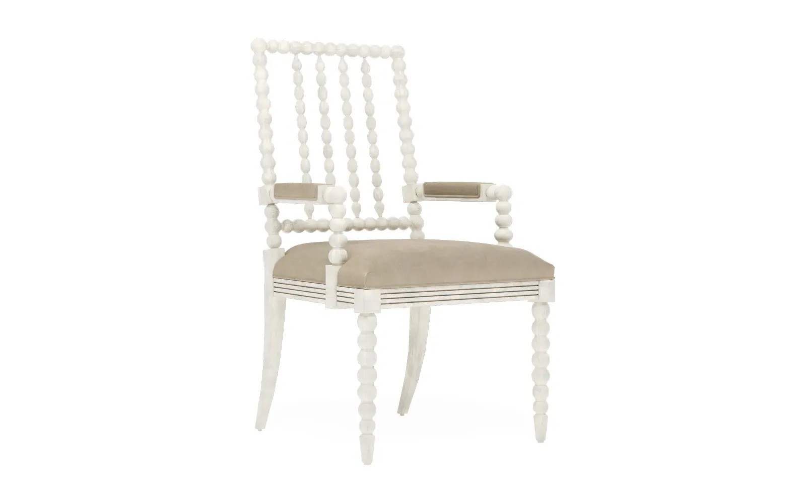 Sabinna Dining Arm Chair - Elephant Grey Leather, Hardwood