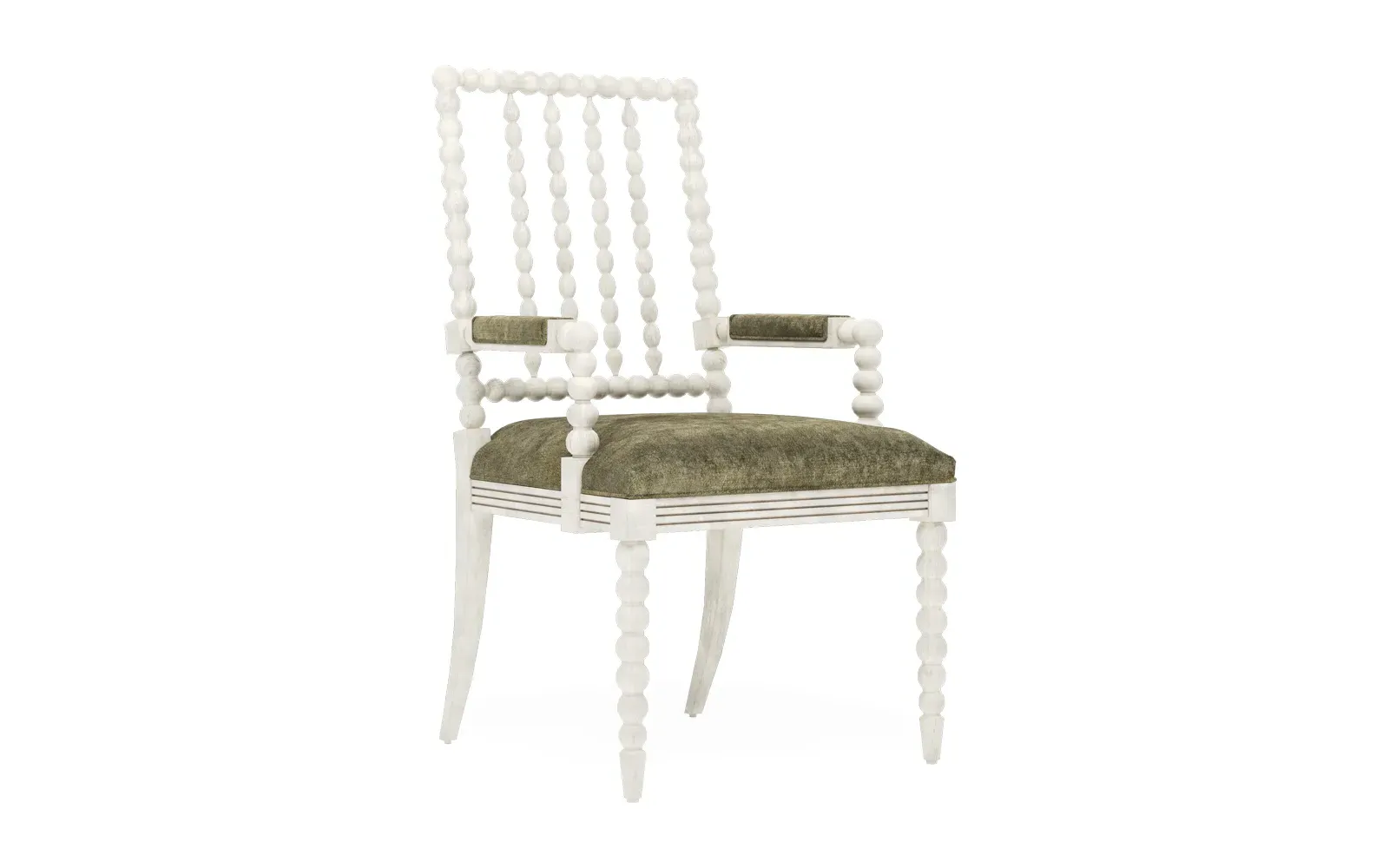 Sabinna Dining Arm Chair - Fern Velvet, Hardwood