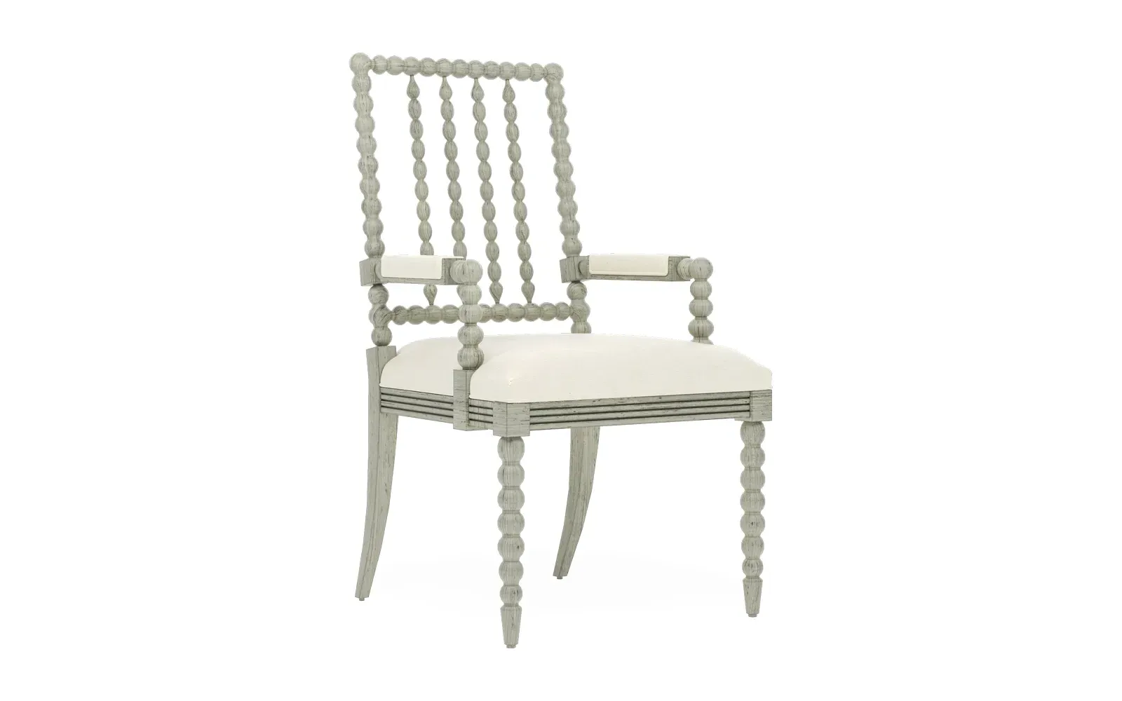 Sabinna Dining Arm Chair - Heathered Ivory, Hardwood