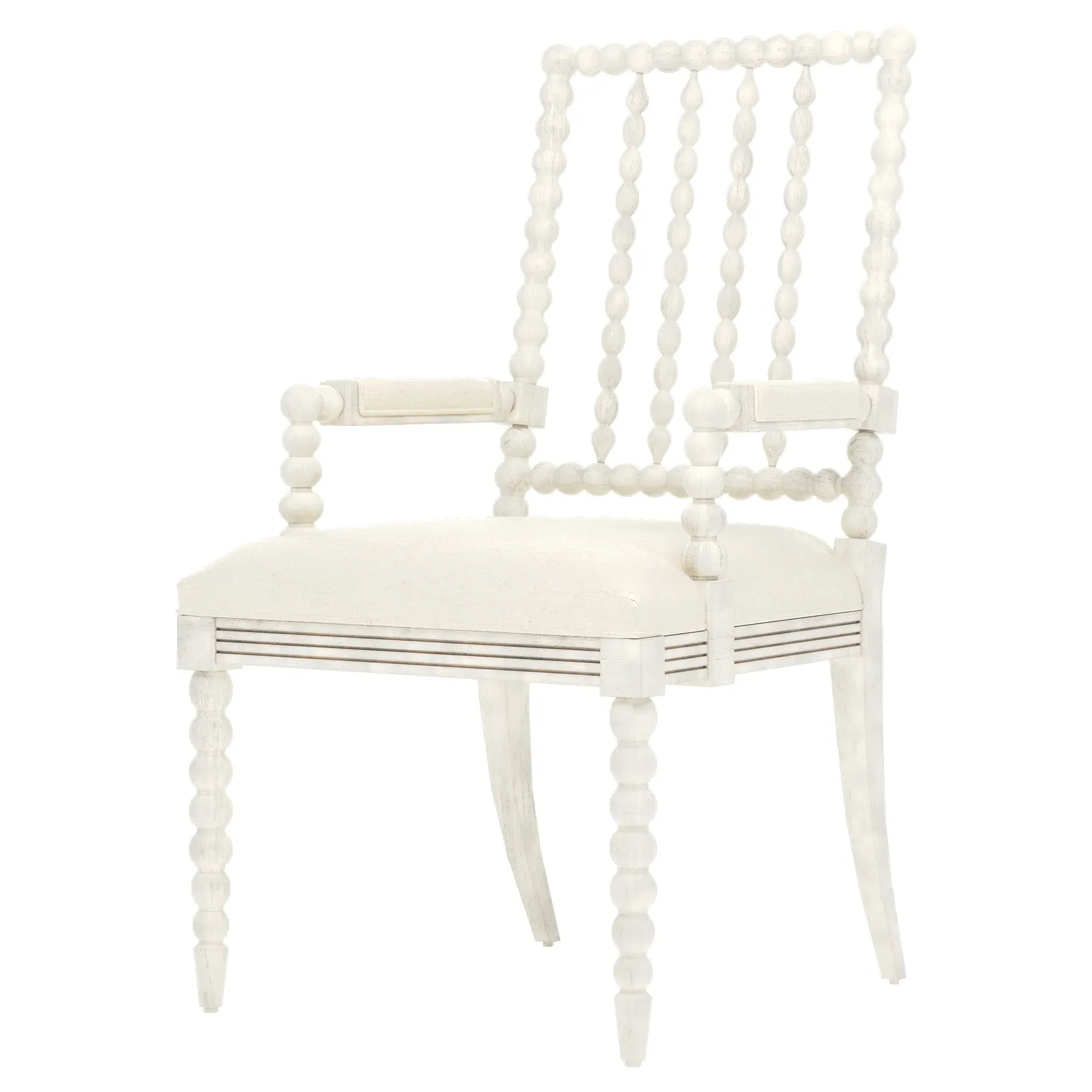 Sabinna Dining Arm Chair - Heathered Ivory, Hardwood