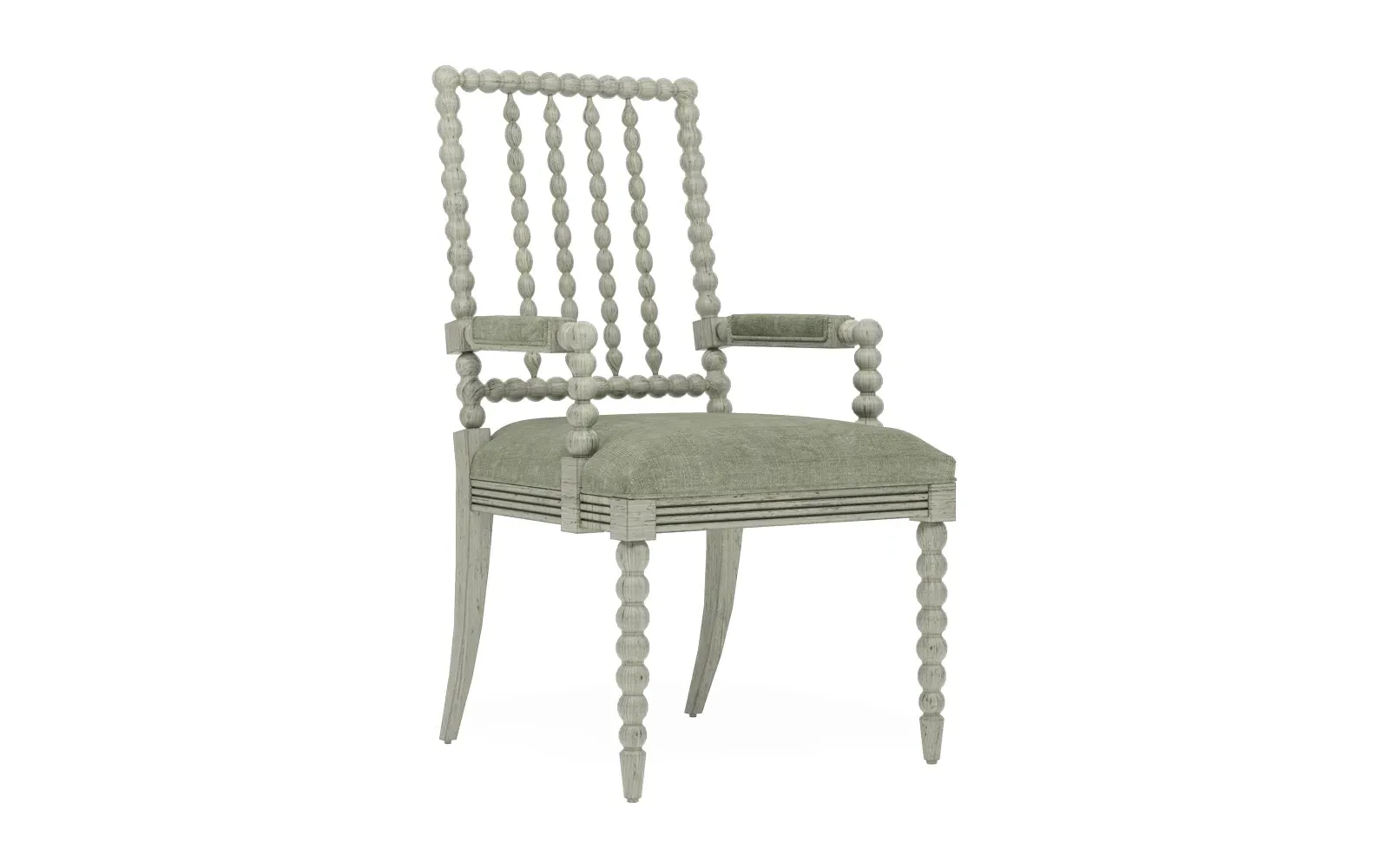 Sabinna Provence Sage Dining Arm Chair - Willow Green, Velvet