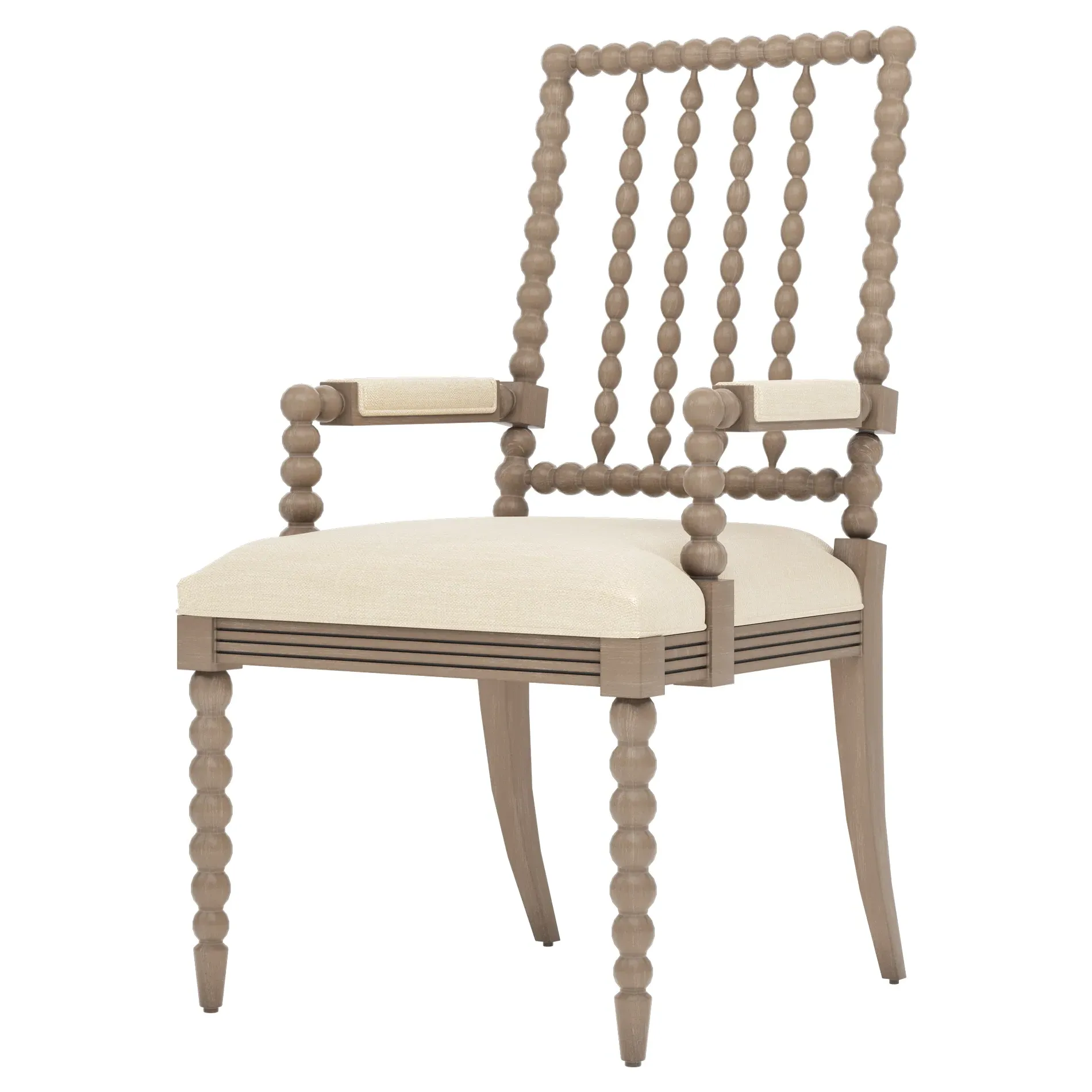 Sabinna Textured Weave Dining Arm Chair - Bisque, Hardwood
