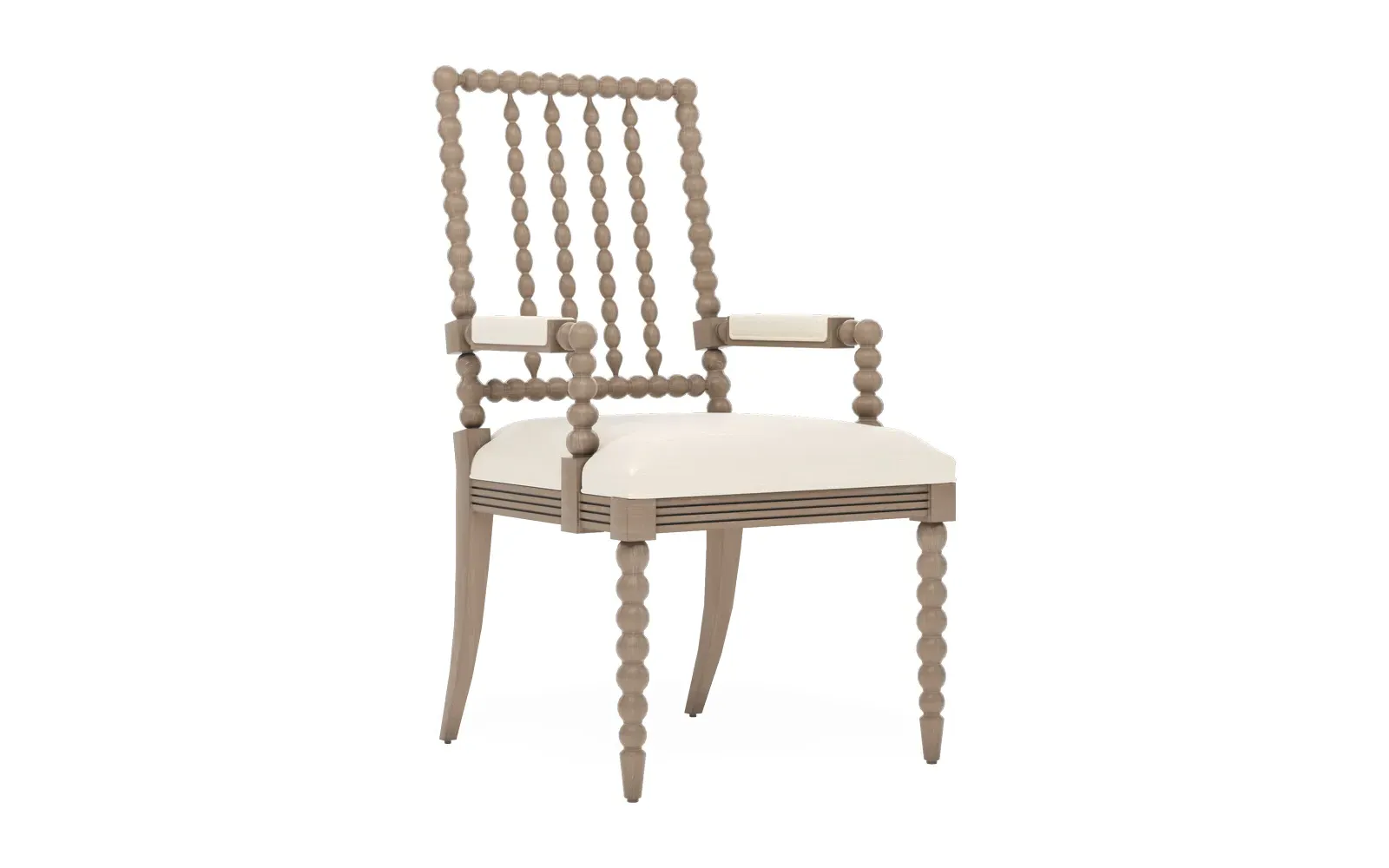 Sabinna Textured Weave Dining Arm Chair - White, Hardwood