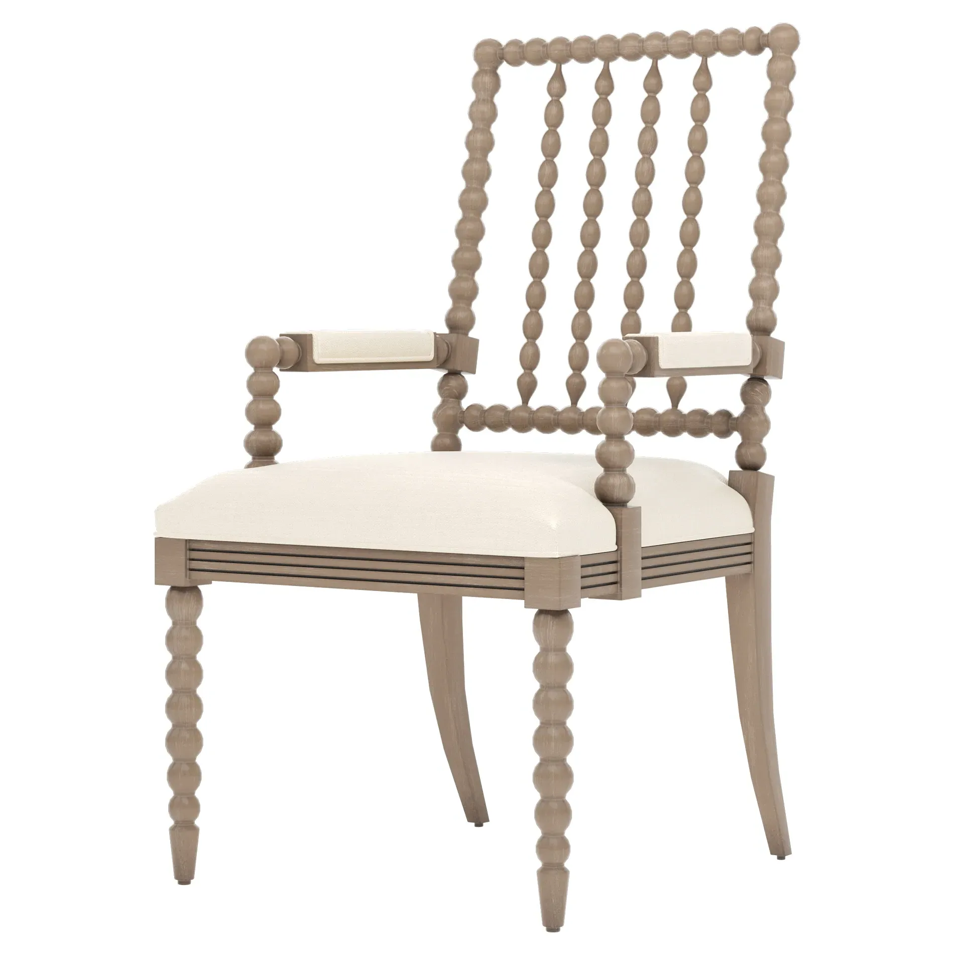 Sabinna Textured Weave Dining Arm Chair - White, Hardwood