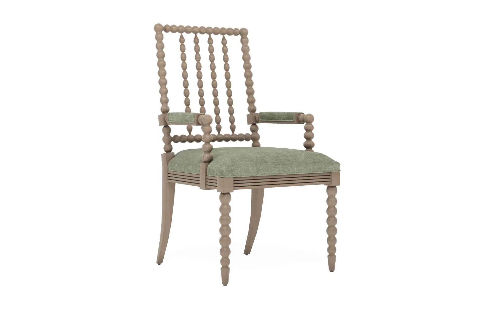 Sabinna Velvet Dining Arm Chair - Willow Green, Hardwood